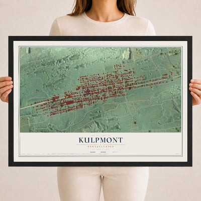 Map of Kulpmont, Pennsylvania, 18 x 24 inch print in a black wood frame