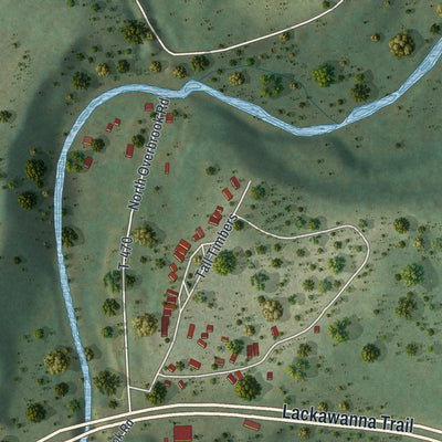 Second close-up of the map of La Plume, Pennsylvania print showing more streets and buildings