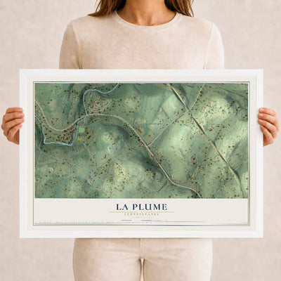Map of La Plume, Pennsylvania, 12 x 18 inch print in a white wood frame