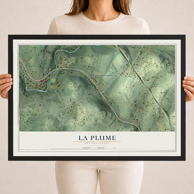 Map of La Plume, Pennsylvania, 18 x 24 inch print in a black wood frame