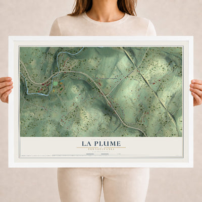 Map of La Plume, Pennsylvania, 18 x 24 inch print in a white wood frame