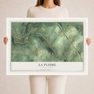 Map of La Plume, Pennsylvania, 24 x 36 inch print in a white wood frame