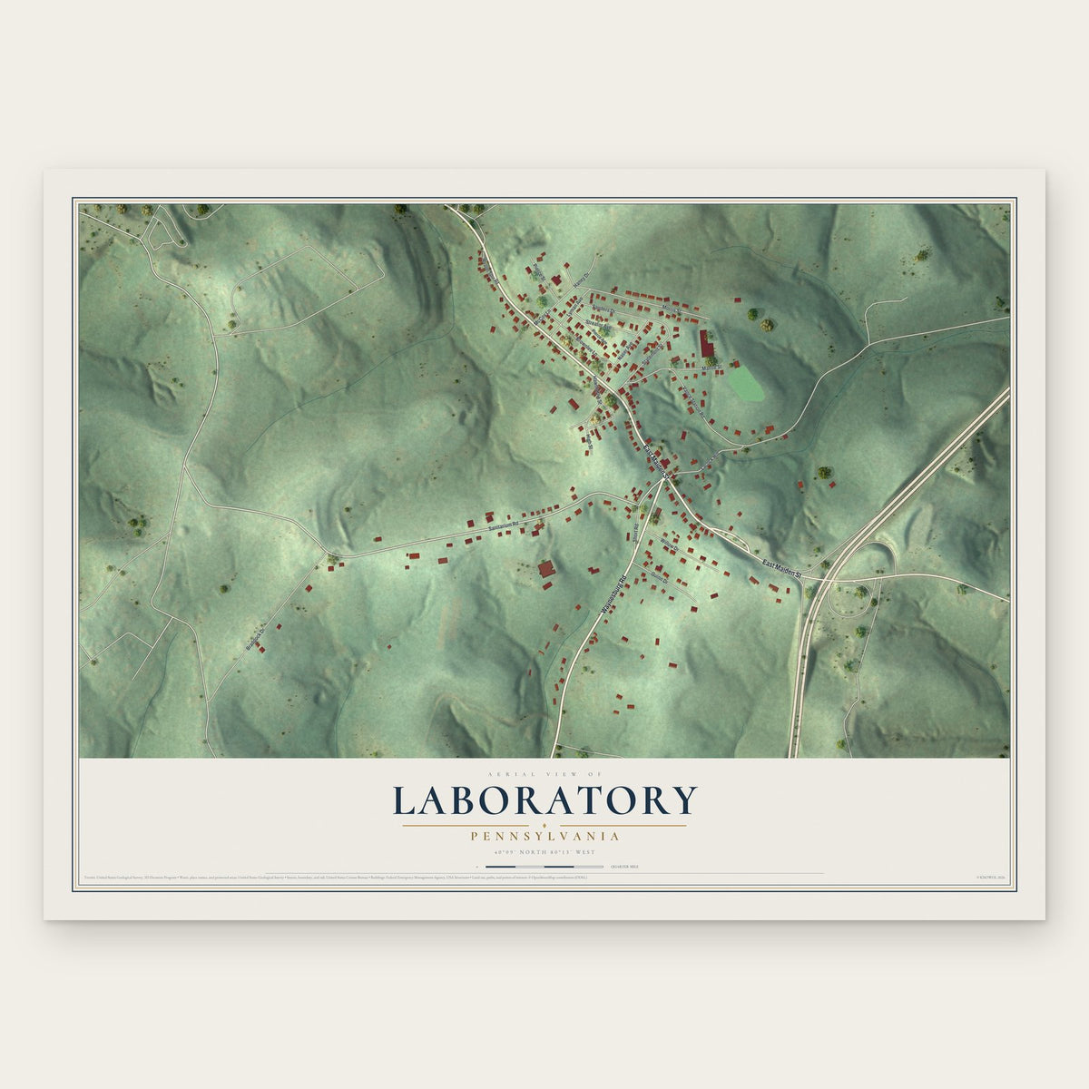 Laboratory, Pennsylvania map print, the full design