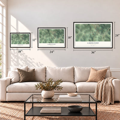 Laboratory, Pennsylvania map in 12 x 18, 18 x 24 and 24 x 36 inch sizes above a sofa