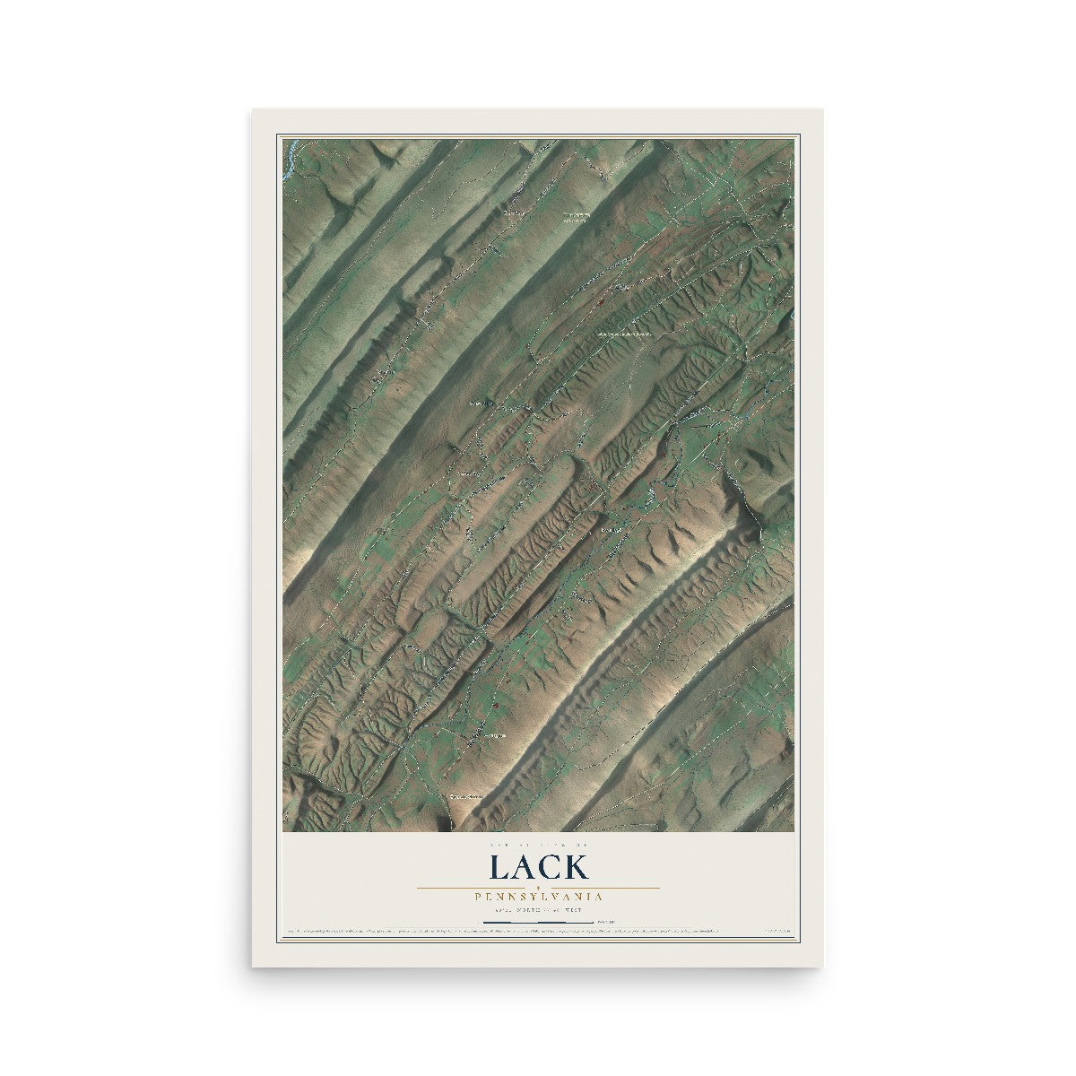 Map of Lack, Pennsylvania, 12 x 18 inch unframed archival matte print