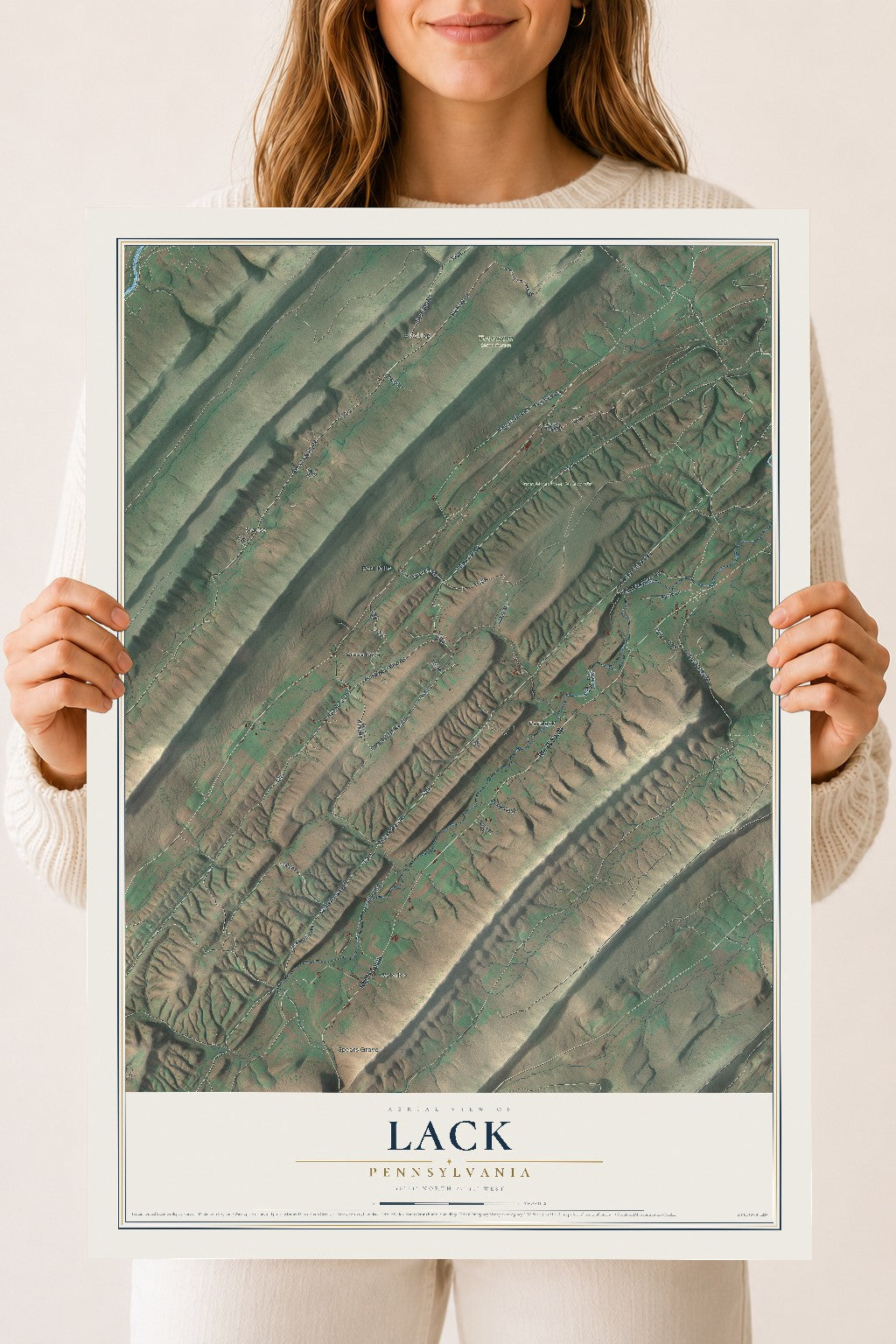 Map of Lack, Pennsylvania, 18 x 24 inch unframed archival matte print