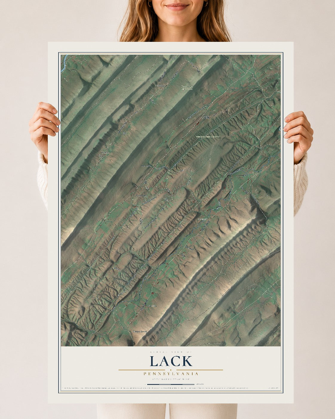 Map of Lack, Pennsylvania, 24 x 36 inch unframed archival matte print