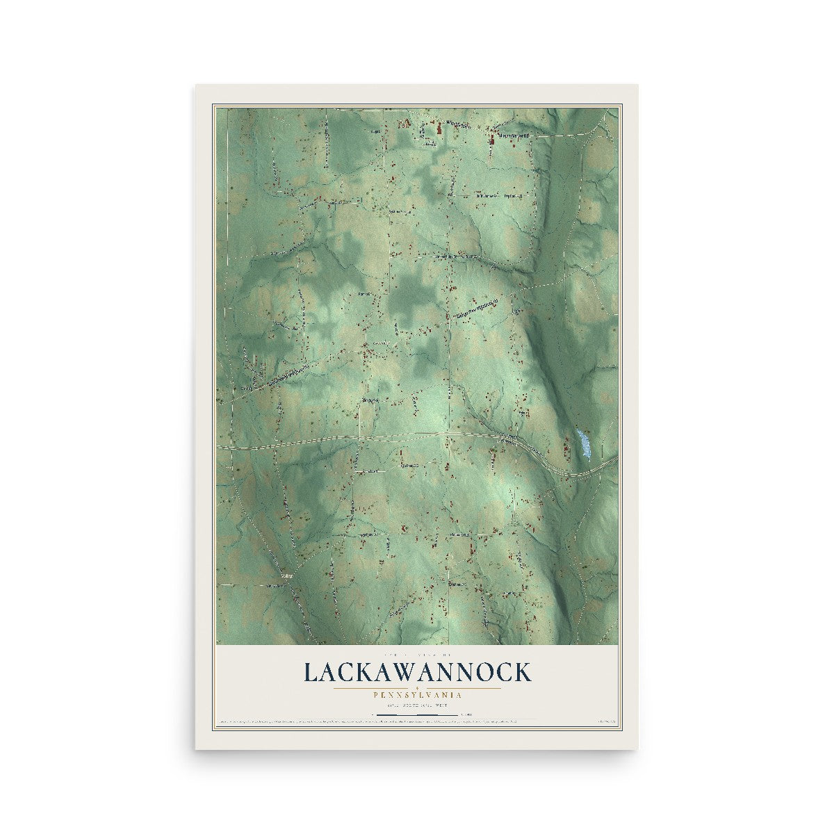Map of Lackawannock, Pennsylvania, 12 x 18 inch unframed archival matte print
