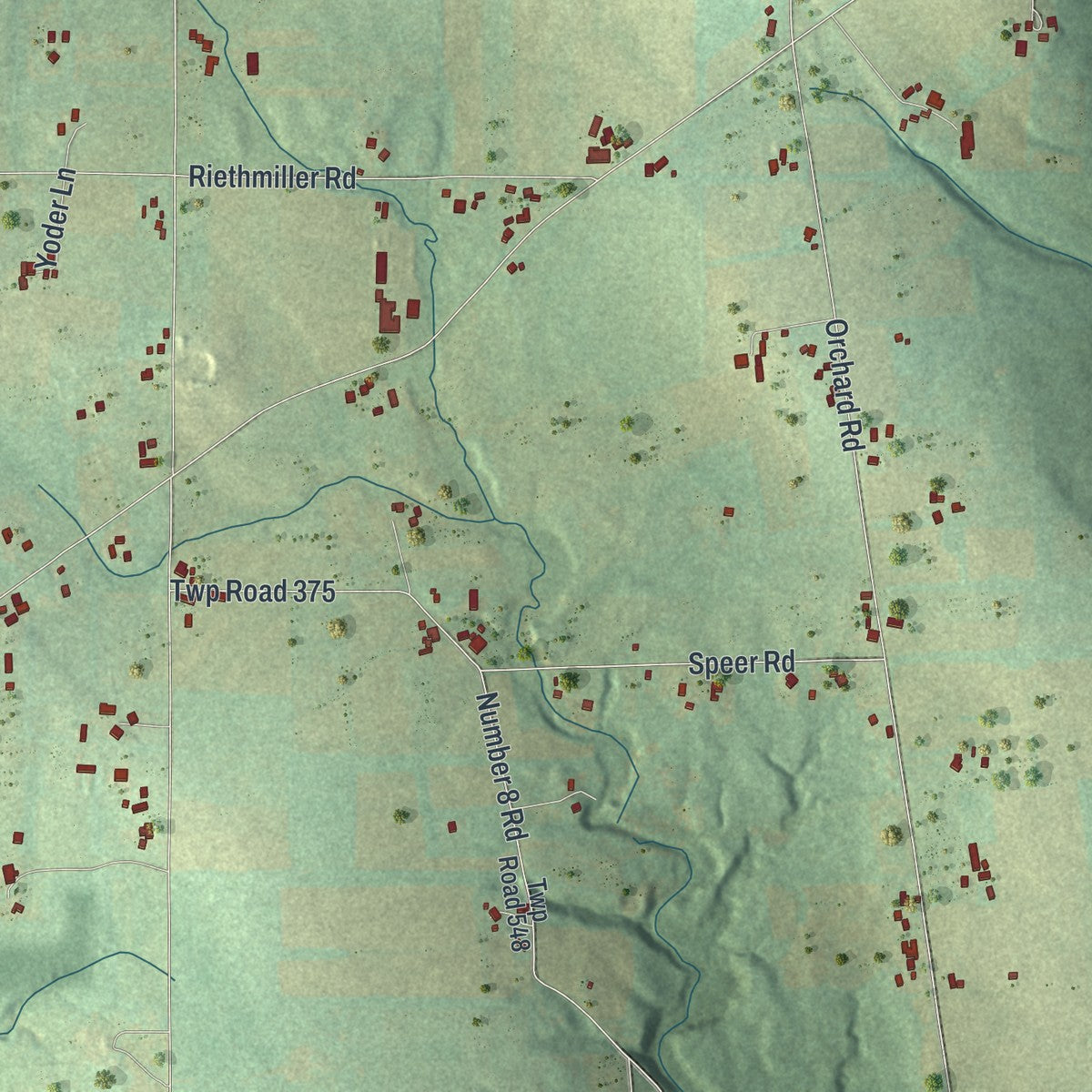 Close-up of the map of Lackawannock, Pennsylvania print showing street and building detail