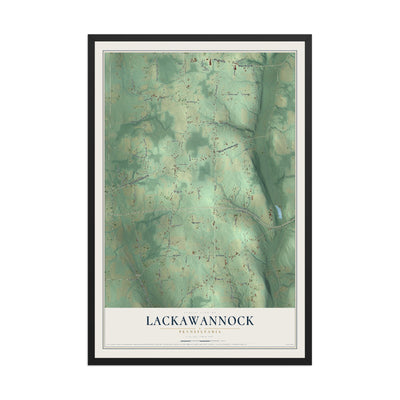 Map of Lackawannock, Pennsylvania, 12 x 18 inch print in a black wood frame