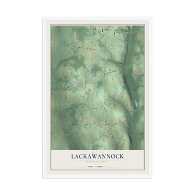 Map of Lackawannock, Pennsylvania, 12 x 18 inch print in a white wood frame