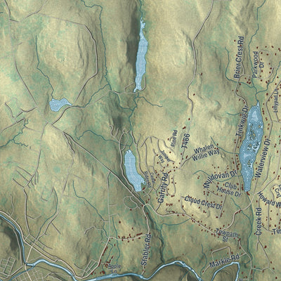 Second close-up of the map of Lackawaxen, Pennsylvania print showing more streets and buildings