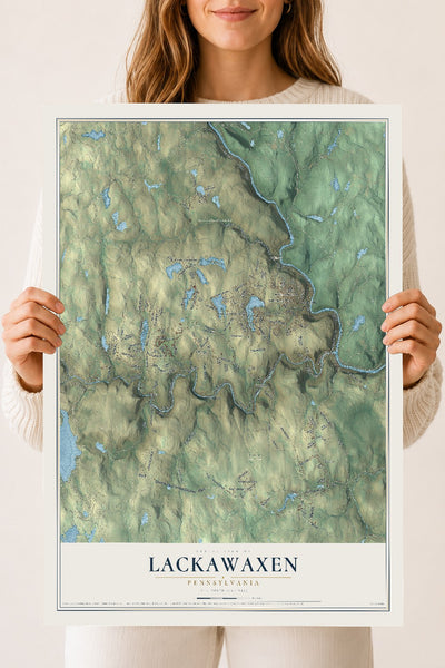 Map of Lackawaxen, Pennsylvania, 18 x 24 inch unframed archival matte print
