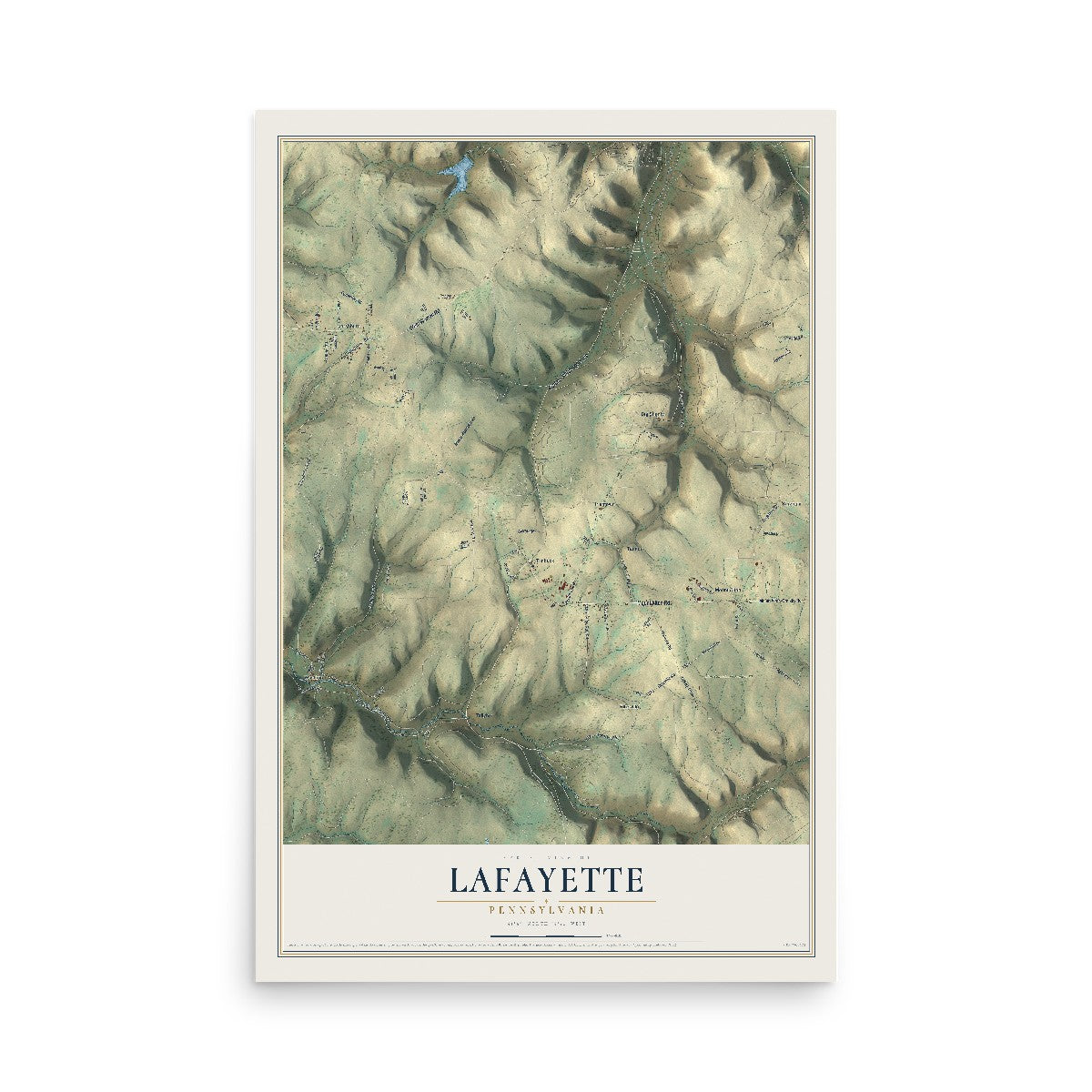 Map of Lafayette, Pennsylvania, 12 x 18 inch unframed archival matte print