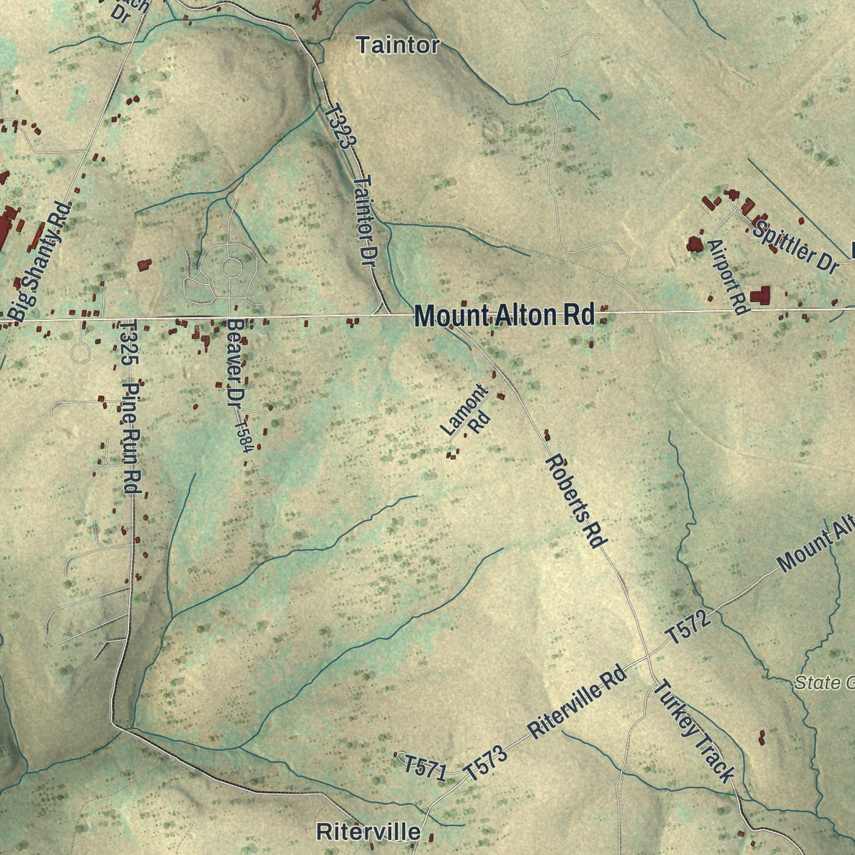 Close-up of the map of Lafayette, Pennsylvania print showing street and building detail