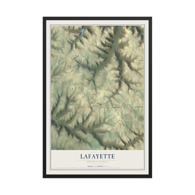 Map of Lafayette, Pennsylvania, 12 x 18 inch print in a black wood frame