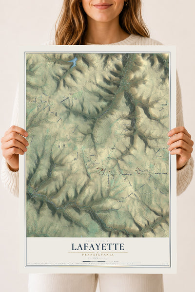 Map of Lafayette, Pennsylvania, 18 x 24 inch unframed archival matte print