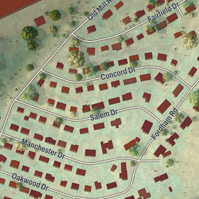 Close-up of the map of Laflin, Pennsylvania print showing street and building detail