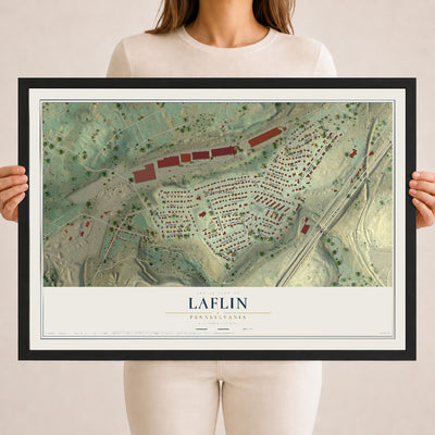 Map of Laflin, Pennsylvania, 18 x 24 inch print in a black wood frame