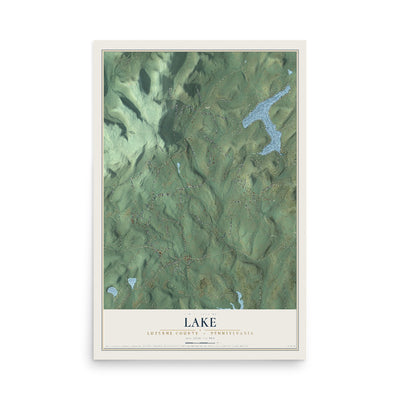 Map of Lake, Luzerne County, Pennsylvania, 12 x 18 inch unframed archival matte print