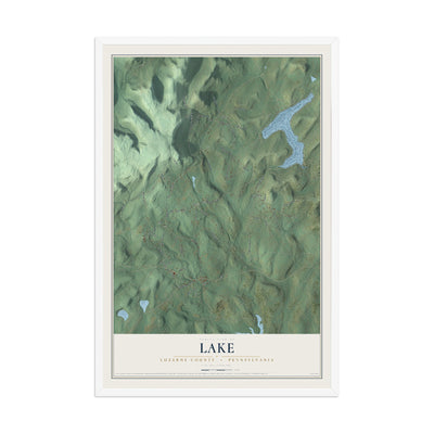 Map of Lake, Luzerne County, Pennsylvania, 12 x 18 inch print in a white wood frame