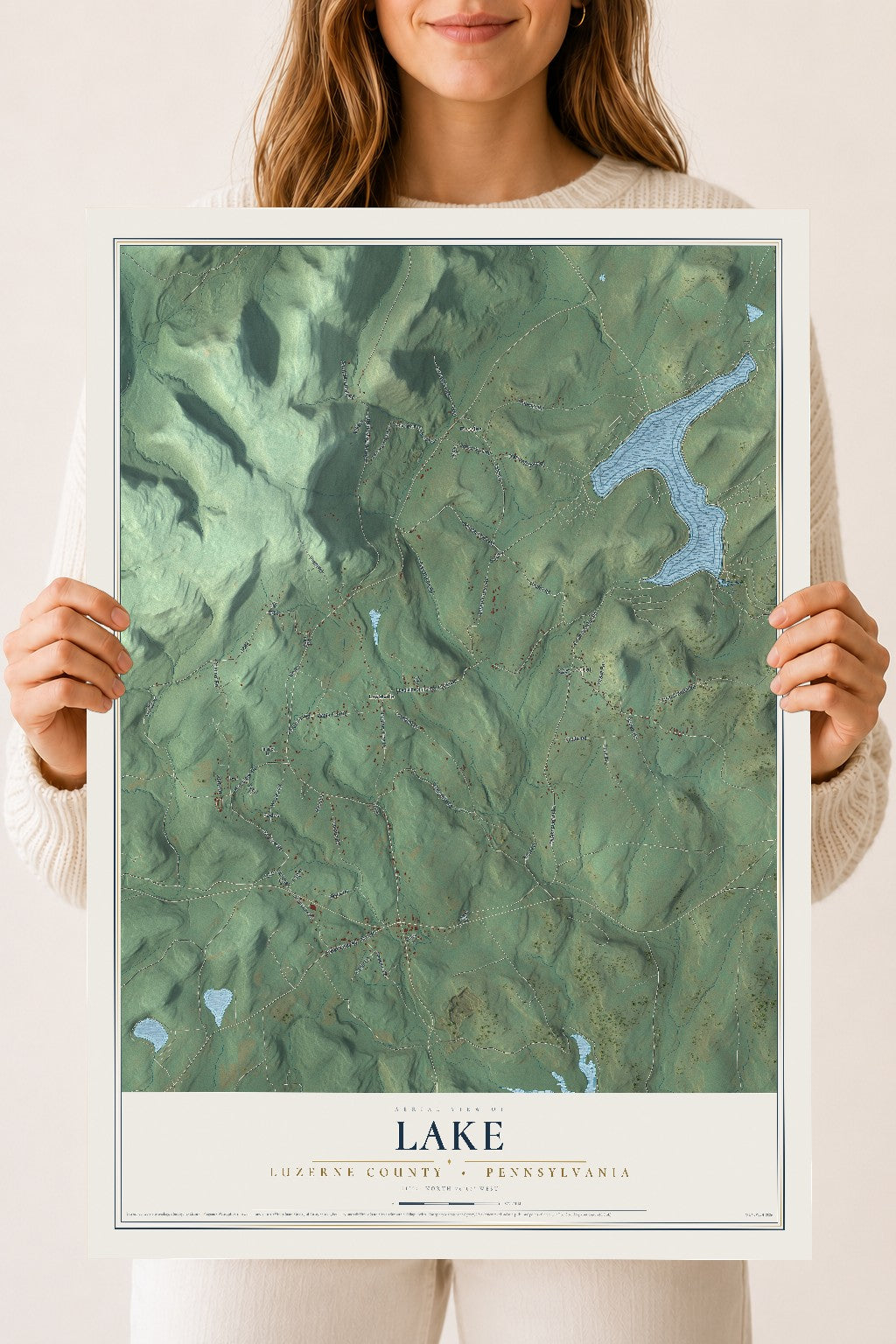 Map of Lake, Luzerne County, Pennsylvania, 18 x 24 inch unframed archival matte print
