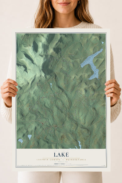 Map of Lake, Luzerne County, Pennsylvania, 18 x 24 inch unframed archival matte print