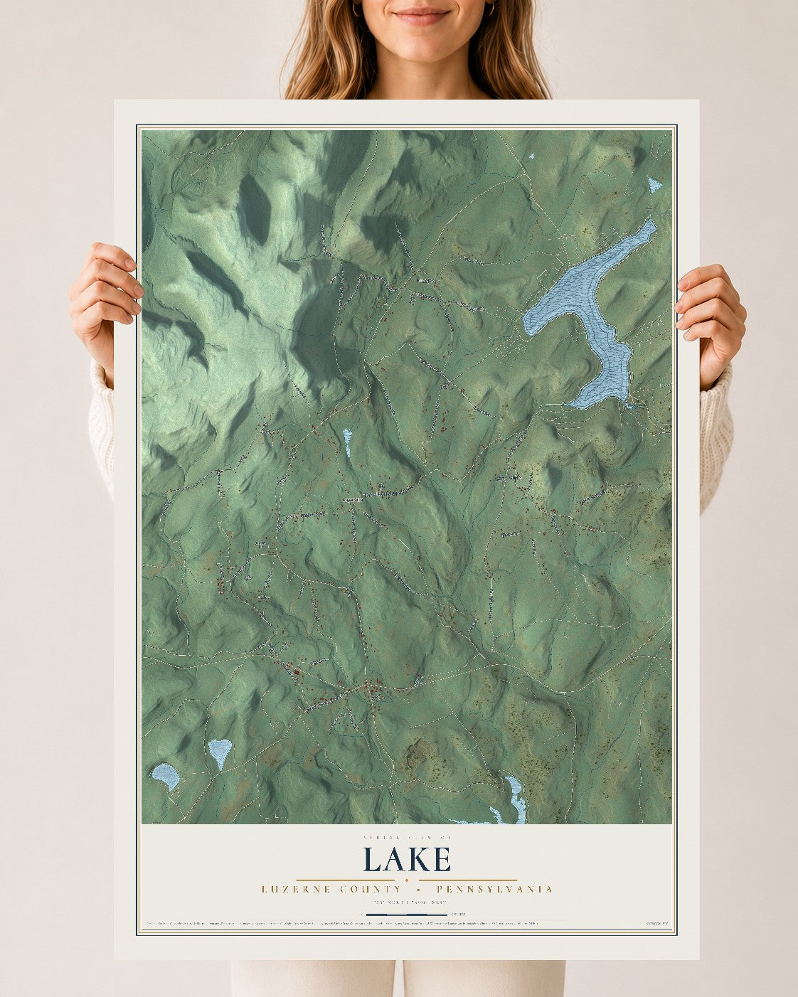 Map of Lake, Luzerne County, Pennsylvania, 24 x 36 inch unframed archival matte print