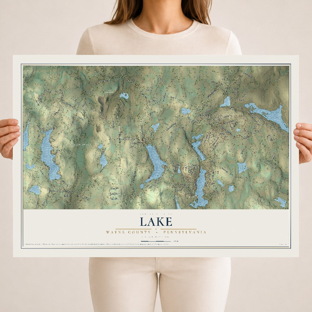 Map of Lake, Wayne County, Pennsylvania, 18 x 24 inch unframed archival matte print