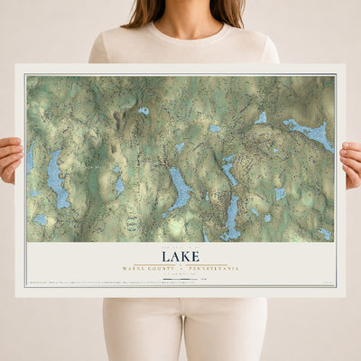 Map of Lake, Wayne County, Pennsylvania, 18 x 24 inch unframed archival matte print