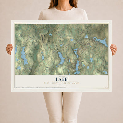 Map of Lake, Wayne County, Pennsylvania, 24 x 36 inch unframed archival matte print