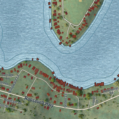 Close-up of the map of Lake Winola, Pennsylvania print showing street and building detail