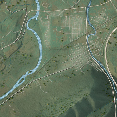 Second close-up of the map of Lamar, Pennsylvania print showing more streets and buildings