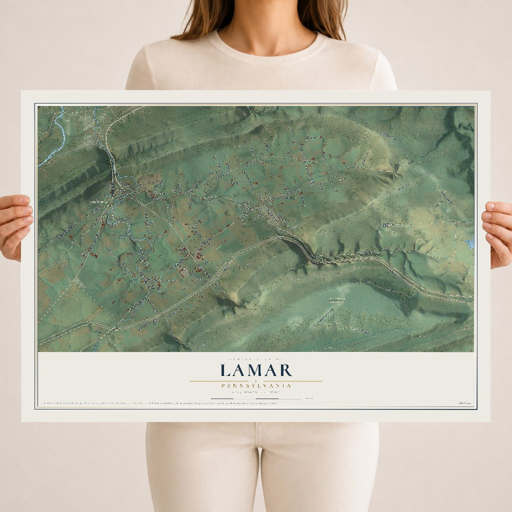 Map of Lamar, Pennsylvania, 18 x 24 inch unframed archival matte print