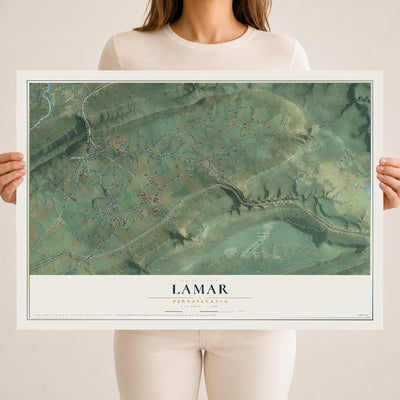 Map of Lamar, Pennsylvania, 18 x 24 inch unframed archival matte print
