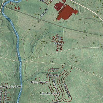 Second close-up of the map of the City of Lancaster, Lancaster County, Pennsylvania print showing more streets and buildings