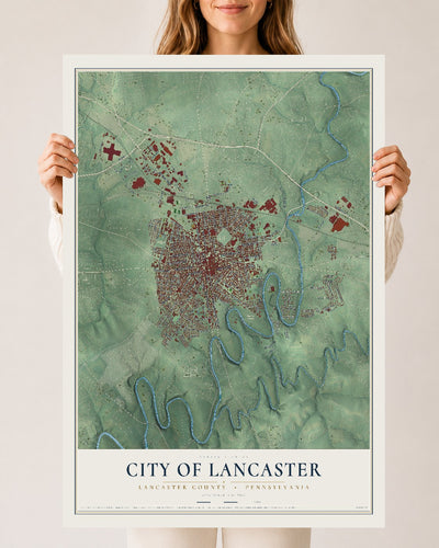 Map of the City of Lancaster, Lancaster County, Pennsylvania, 24 x 36 inch unframed archival matte print