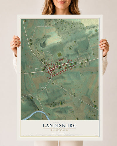 Map of Landisburg, Pennsylvania, 24 x 36 inch unframed archival matte print