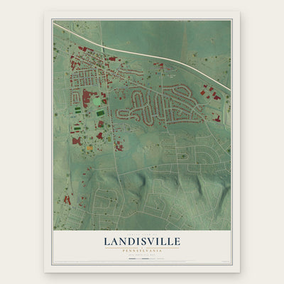 Landisville, Pennsylvania map print, the full design