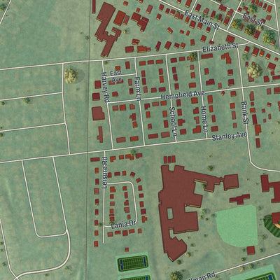 Close-up of the map of Landisville, Pennsylvania print showing street and building detail