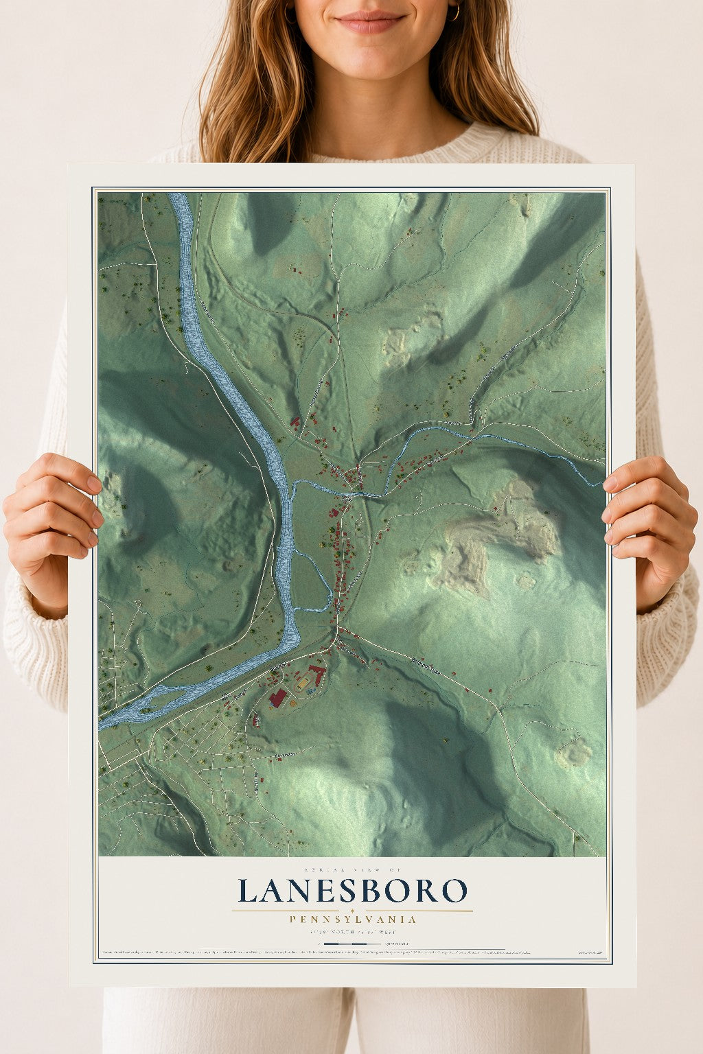 Map of Lanesboro, Pennsylvania, 18 x 24 inch unframed archival matte print