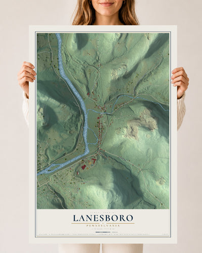 Map of Lanesboro, Pennsylvania, 24 x 36 inch unframed archival matte print