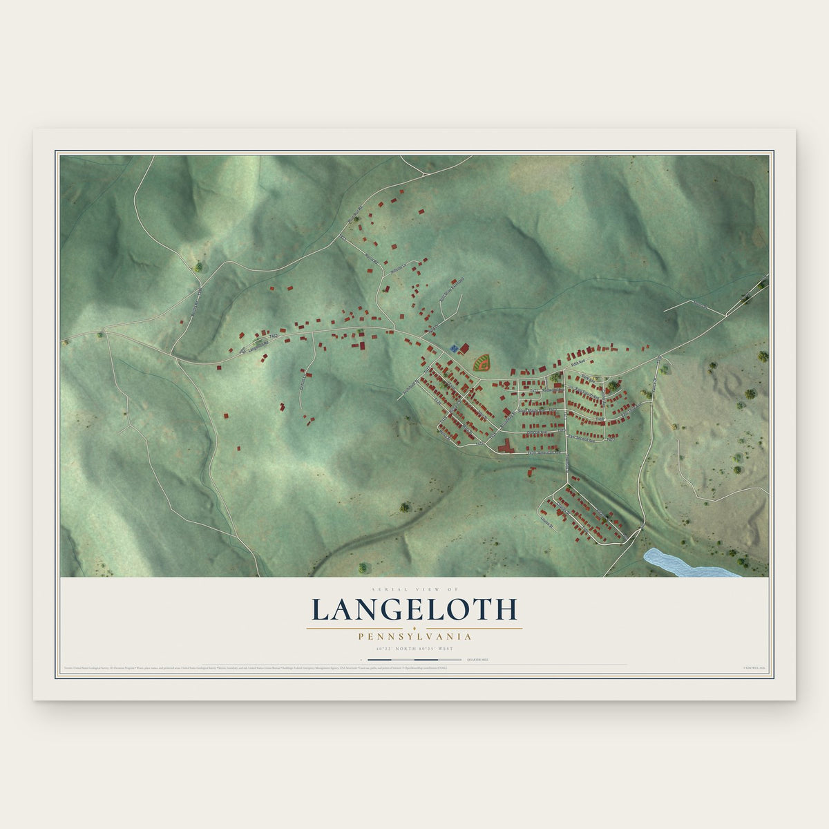 Langeloth, Pennsylvania map print, the full design