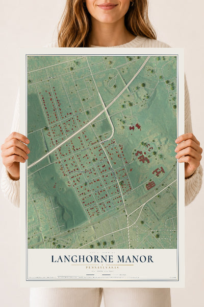 Map of Langhorne Manor, Pennsylvania, 18 x 24 inch unframed archival matte print