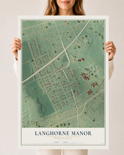 Map of Langhorne Manor, Pennsylvania, 24 x 36 inch unframed archival matte print