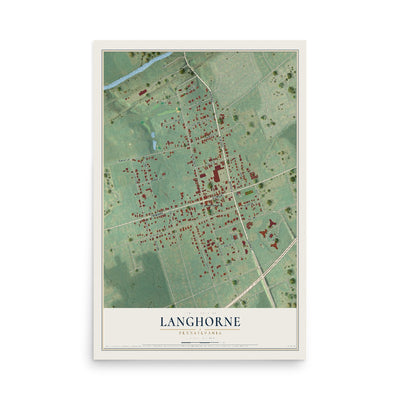 Map of Langhorne, Pennsylvania, 12 x 18 inch unframed archival matte print