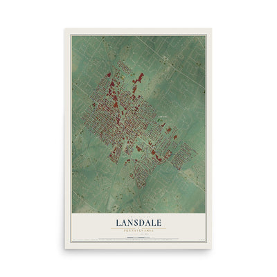 Map of Lansdale, Pennsylvania, 12 x 18 inch unframed archival matte print