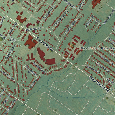 Second close-up of the map of Lansdale, Pennsylvania print showing more streets and buildings
