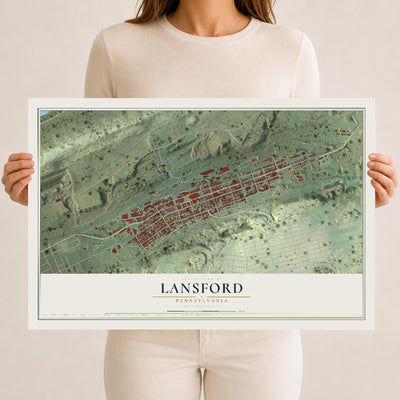 Map of Lansford, Pennsylvania, 12 x 18 inch unframed archival matte print