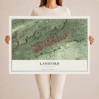 Map of Lansford, Pennsylvania, 24 x 36 inch unframed archival matte print